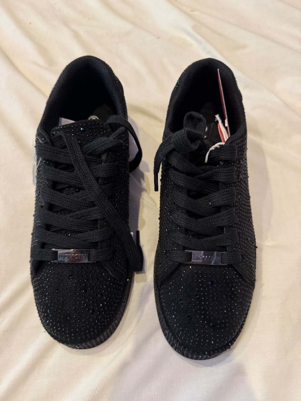 Ladies black rhinestone sneakers, brand new, size 9